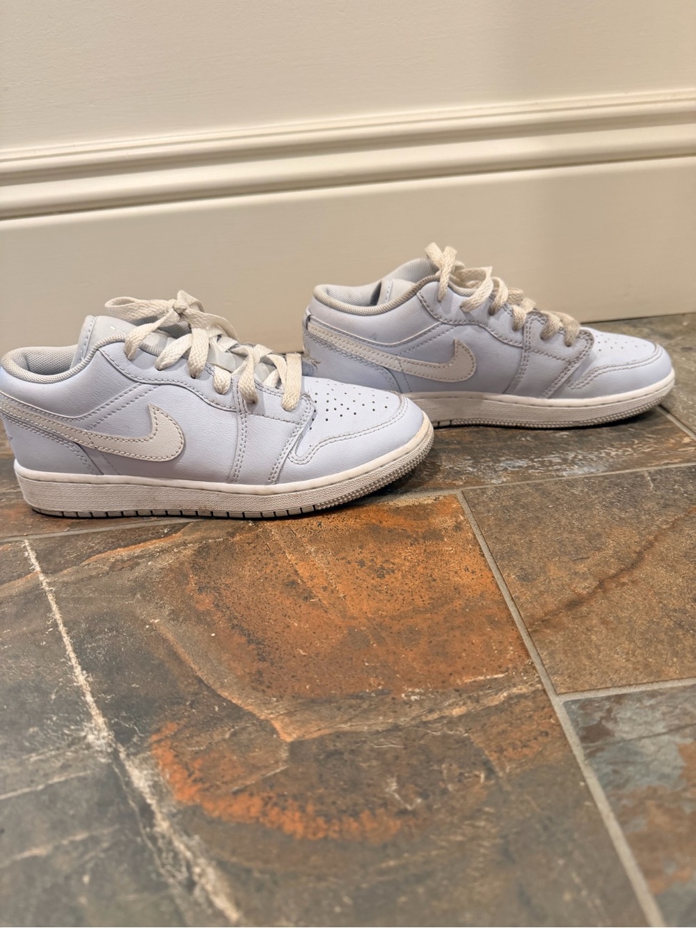 Nike Kids Light Gray/White Low-Top Sneakers